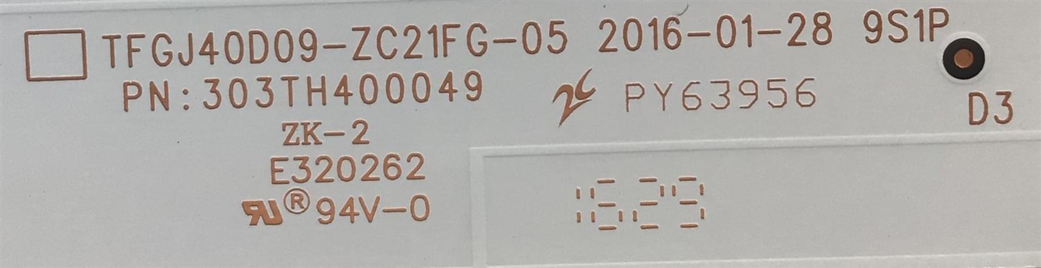 KIT DE LED'S PARA TV (4 PIEZAS) / NUMERO DE PARTE TFGJ40D09-ZC21FG-05 / 303TH400049 / PY63956 / TH400M19 / 910-400-1044 / 160707B1/27186 / 2010018679-4 / E320262 / MODELO 40'' - Imagen 2